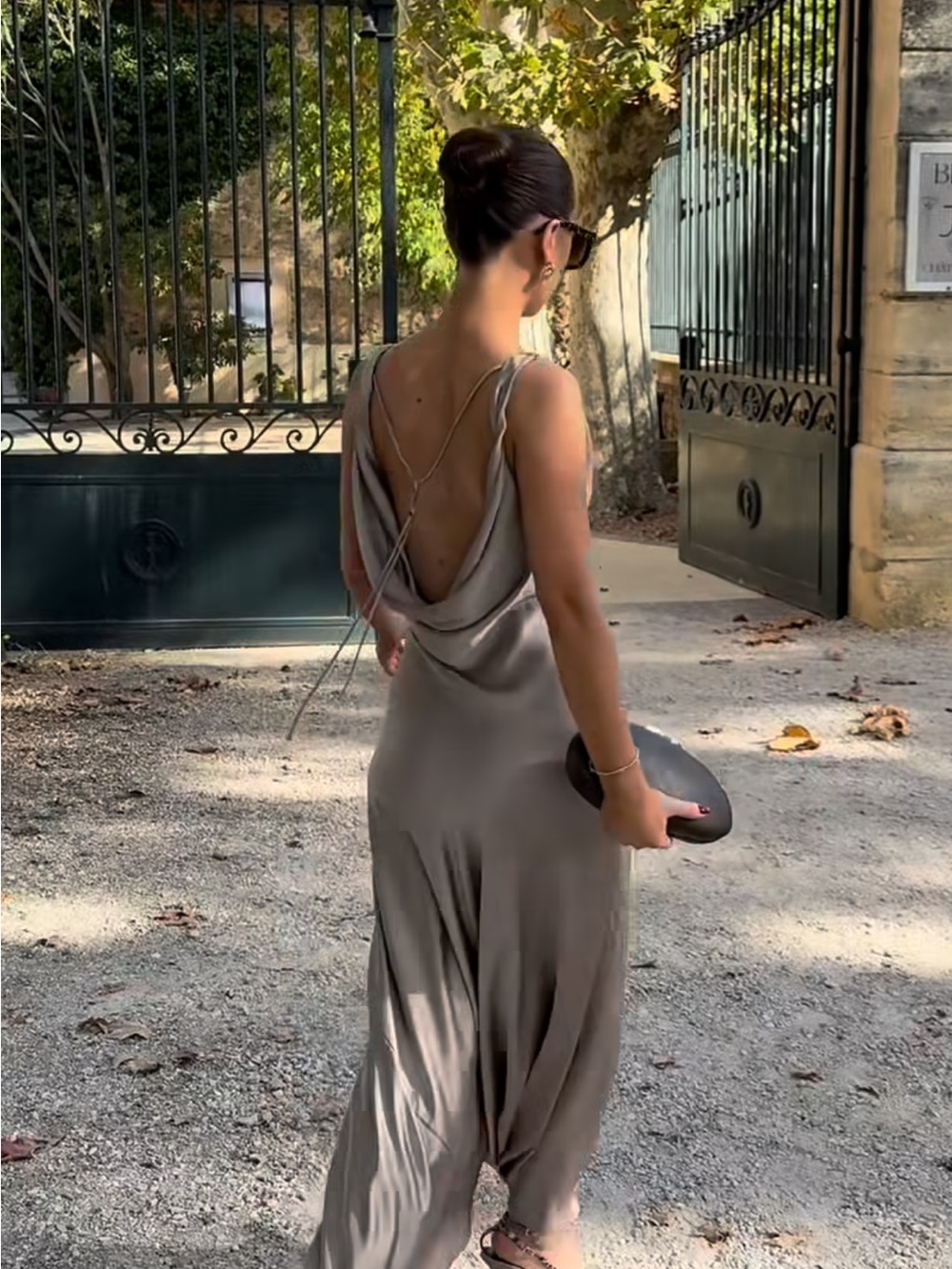 Zara Taupe Cowl-Neck Maxi Slip Dress
